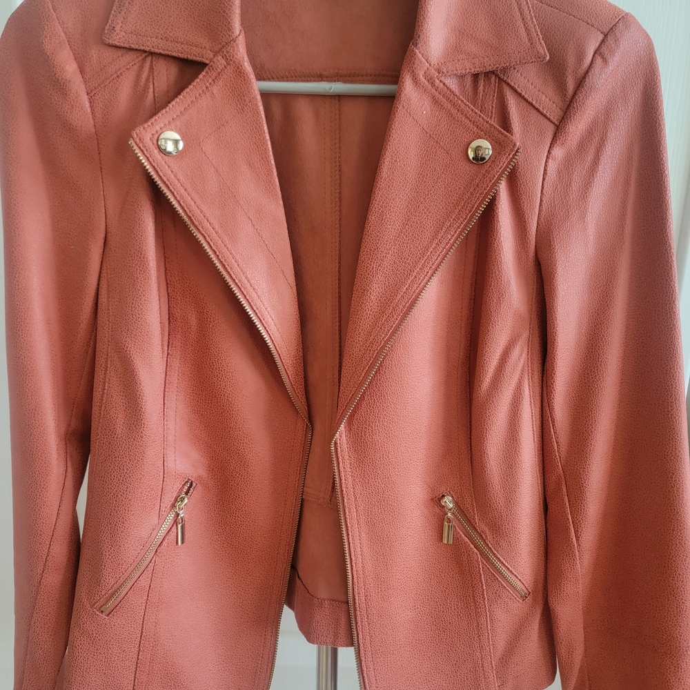 Women's Orange Pink Moto Jacket Excellent Condition, Laura, Size 4
